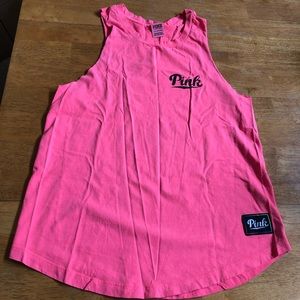 Pink graphic tank with pink patch Size S so cute